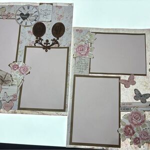 Floral Pink & Gold Photo Scrapbook 2 Page Set